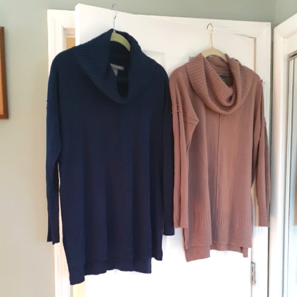 2 Kate & Mallory Casual Office Mauve(M)and Midnight Blue(S) cowl neck Sweaters